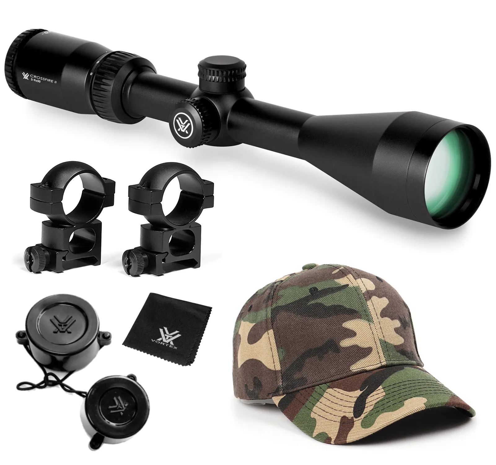 Vortex Crossfire II 3-9x50 BDC 1in Tube Black (CF2-31011) Riflescope w/ Wearable4U Bundle