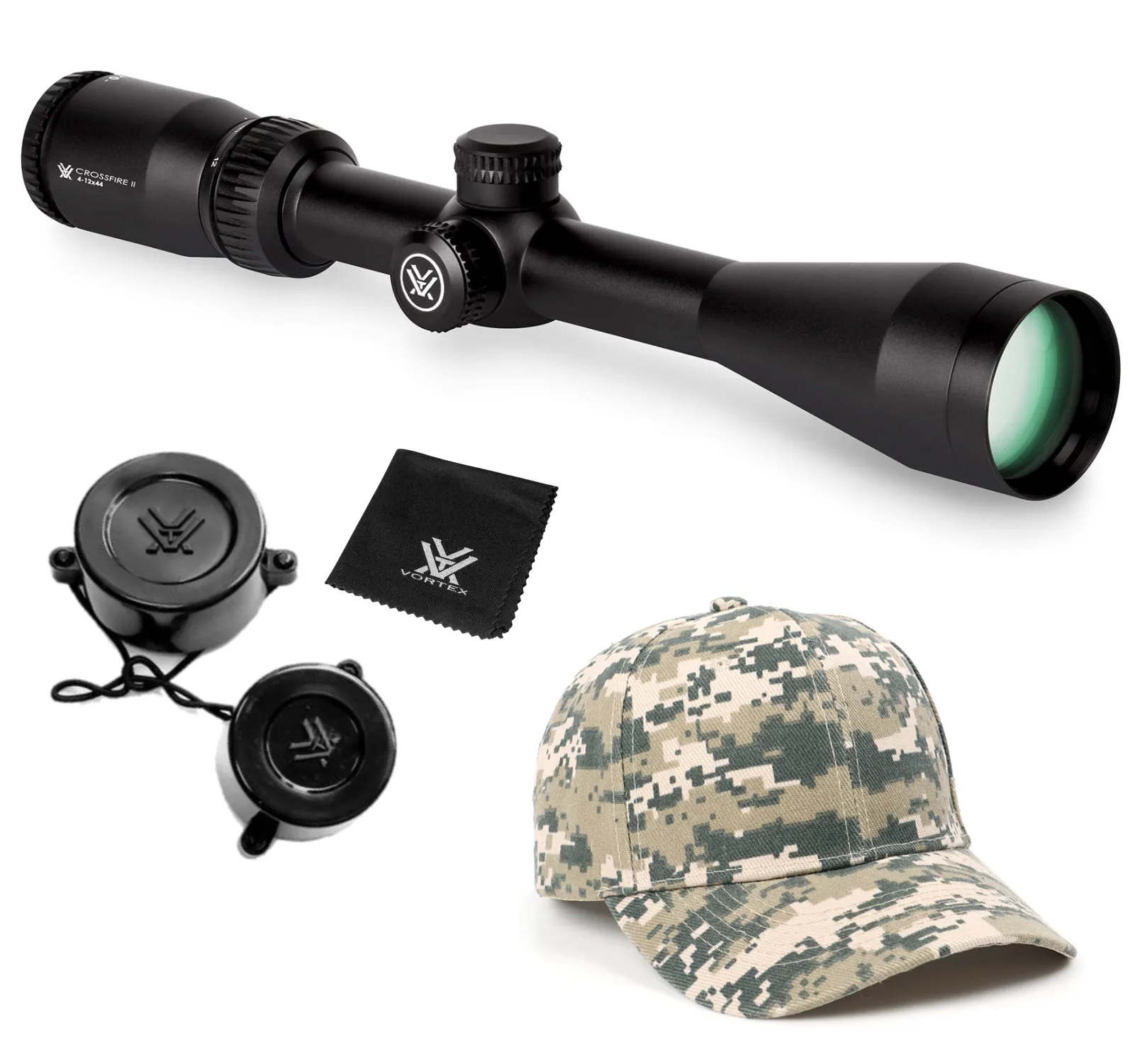 Vortex Optics Crossfire II 4-12x44 Riflescope Dead-Hold BDC (MOA) Reticle, 1 inch Tube with Wearable4U Bundle