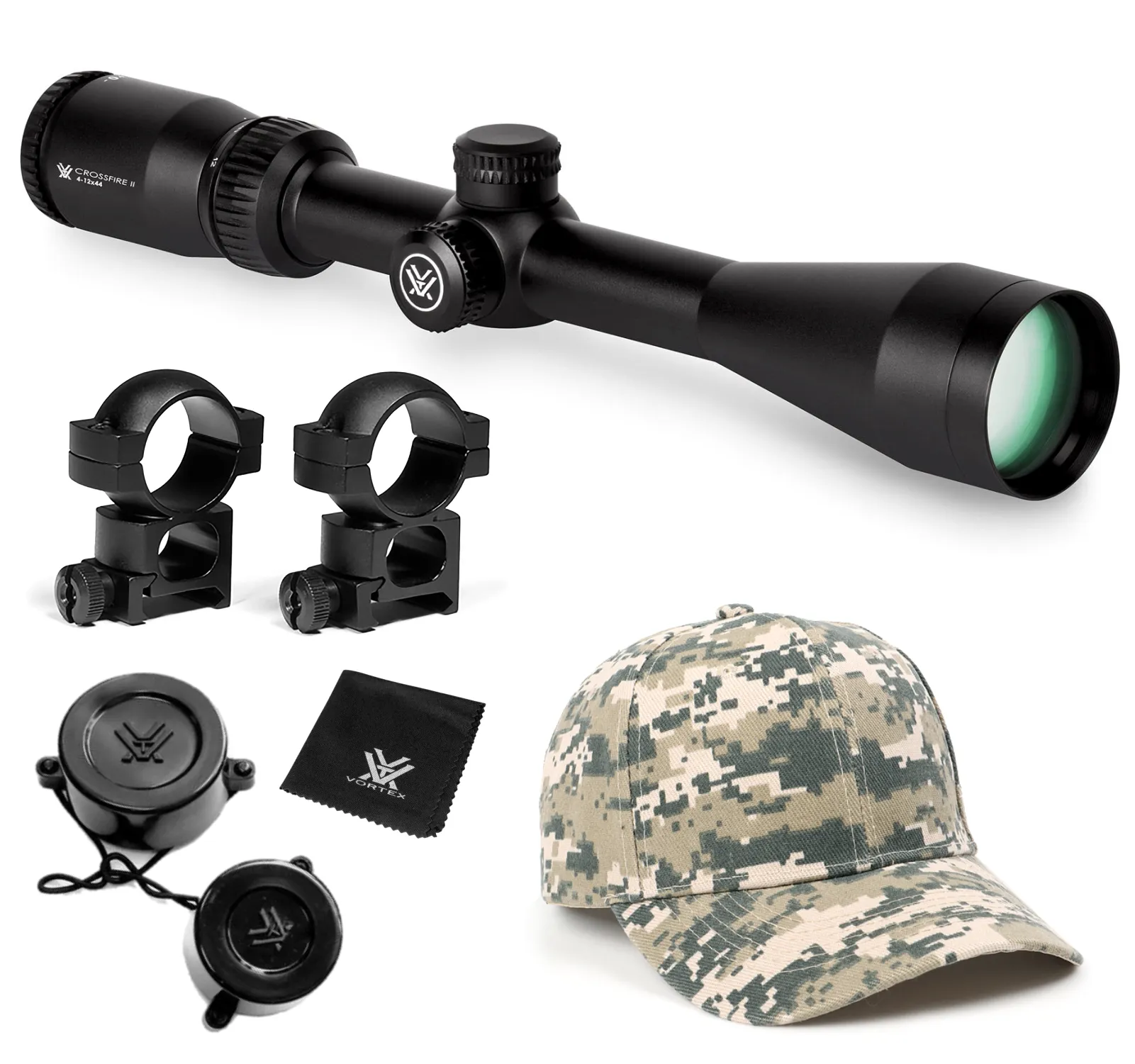 Vortex Optics Crossfire II 4-12x44 Riflescope Dead-Hold BDC (MOA) Reticle, 1 inch Tube with Wearable4U Bundle