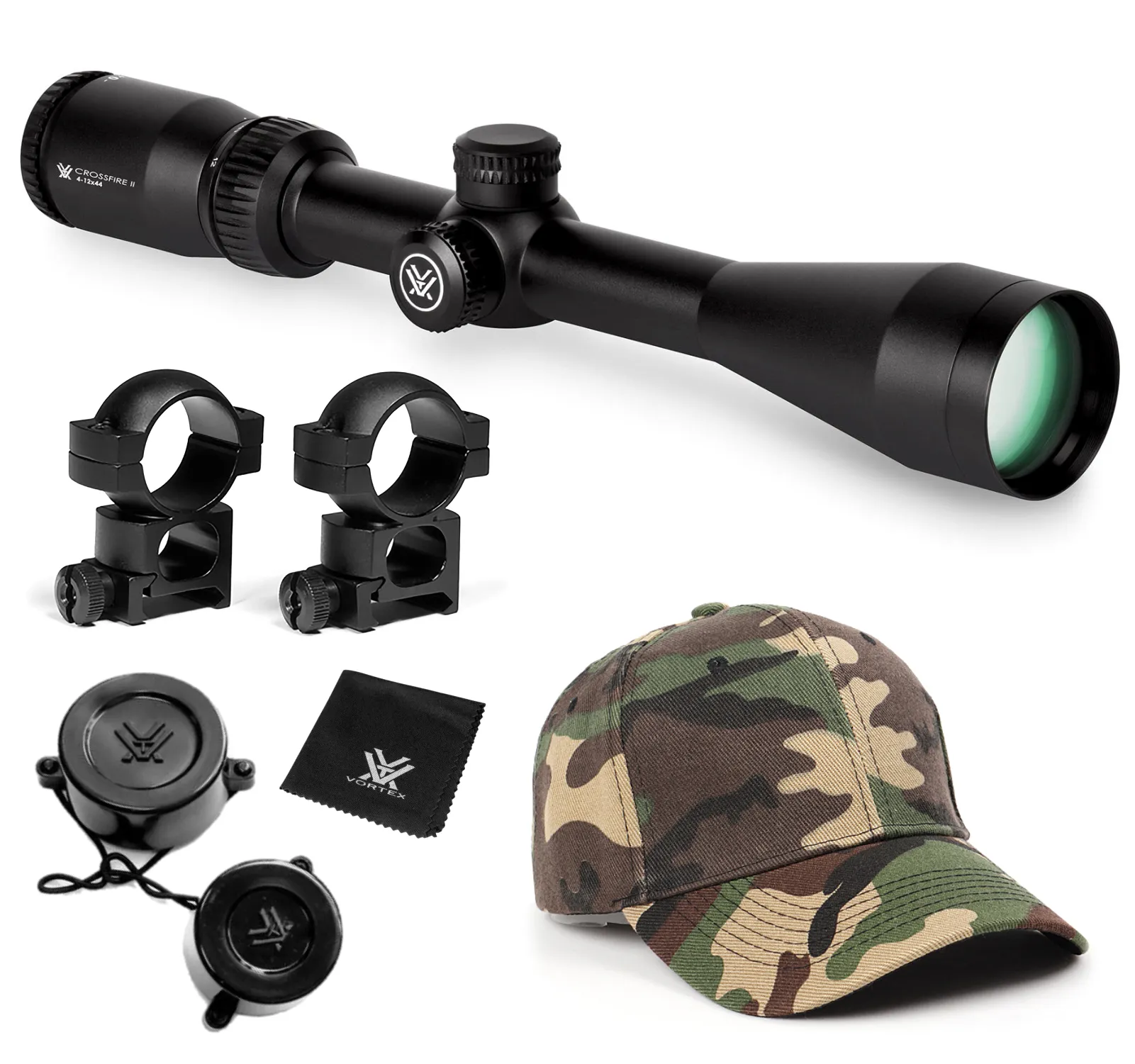 Vortex Optics Crossfire II 4-12x44 Riflescope Dead-Hold BDC (MOA) Reticle, 1 inch Tube with Wearable4U Bundle