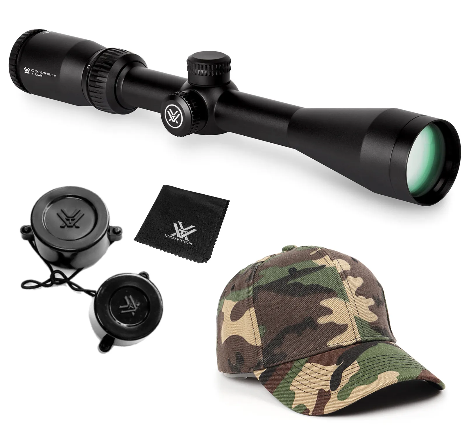 Vortex Optics Crossfire II 4-12x44 Riflescope Dead-Hold BDC (MOA) Reticle, 1 inch Tube with Wearable4U Bundle