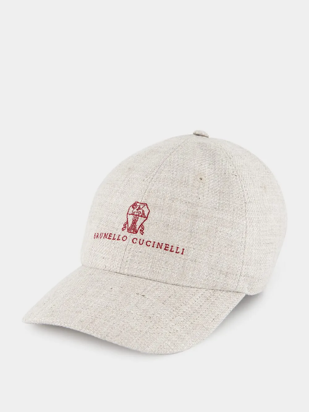White Diagonal Baseball Cap with Embroidered Logo