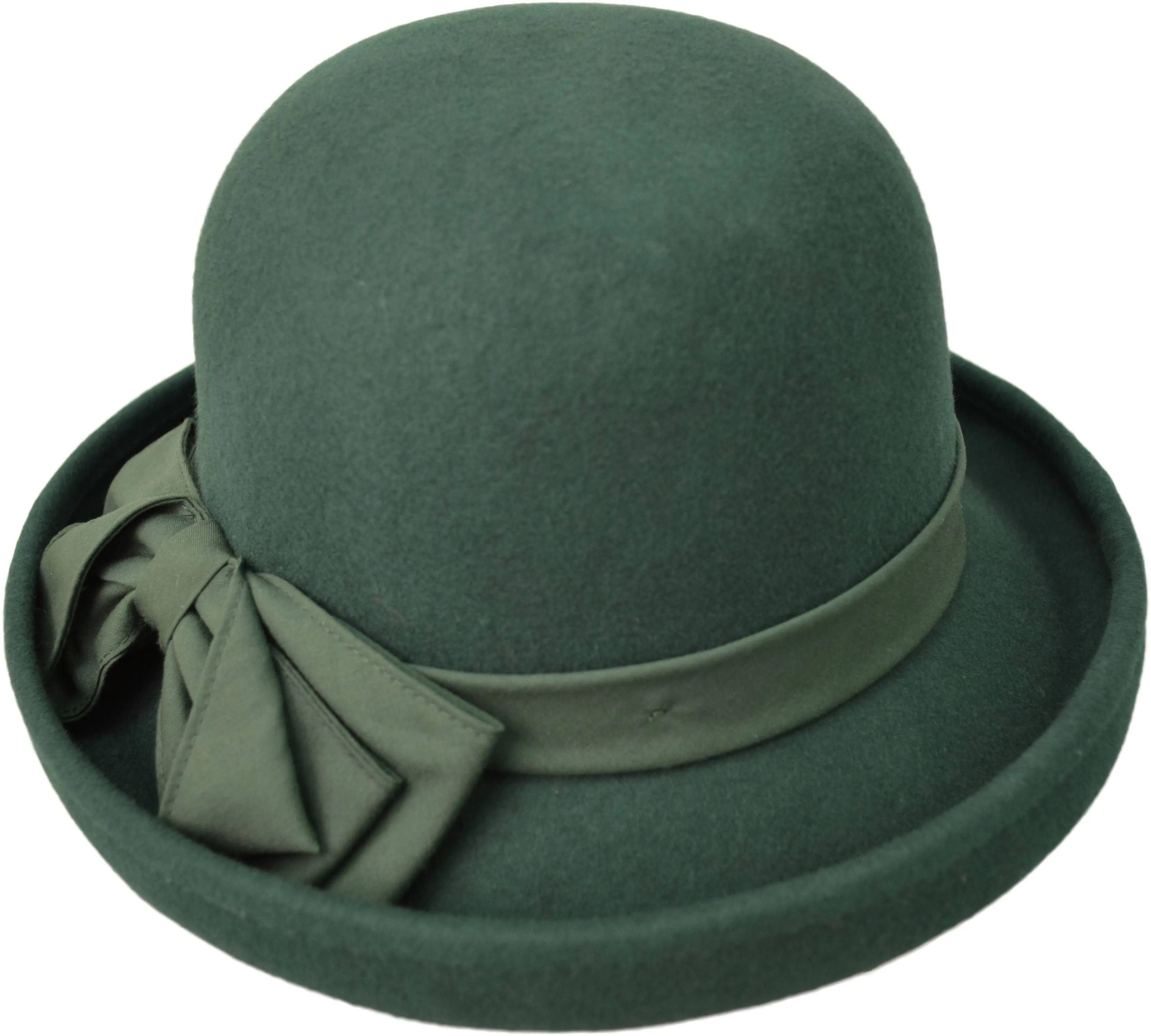 Women's Vintage Wool Felt Cloche Hat - Green